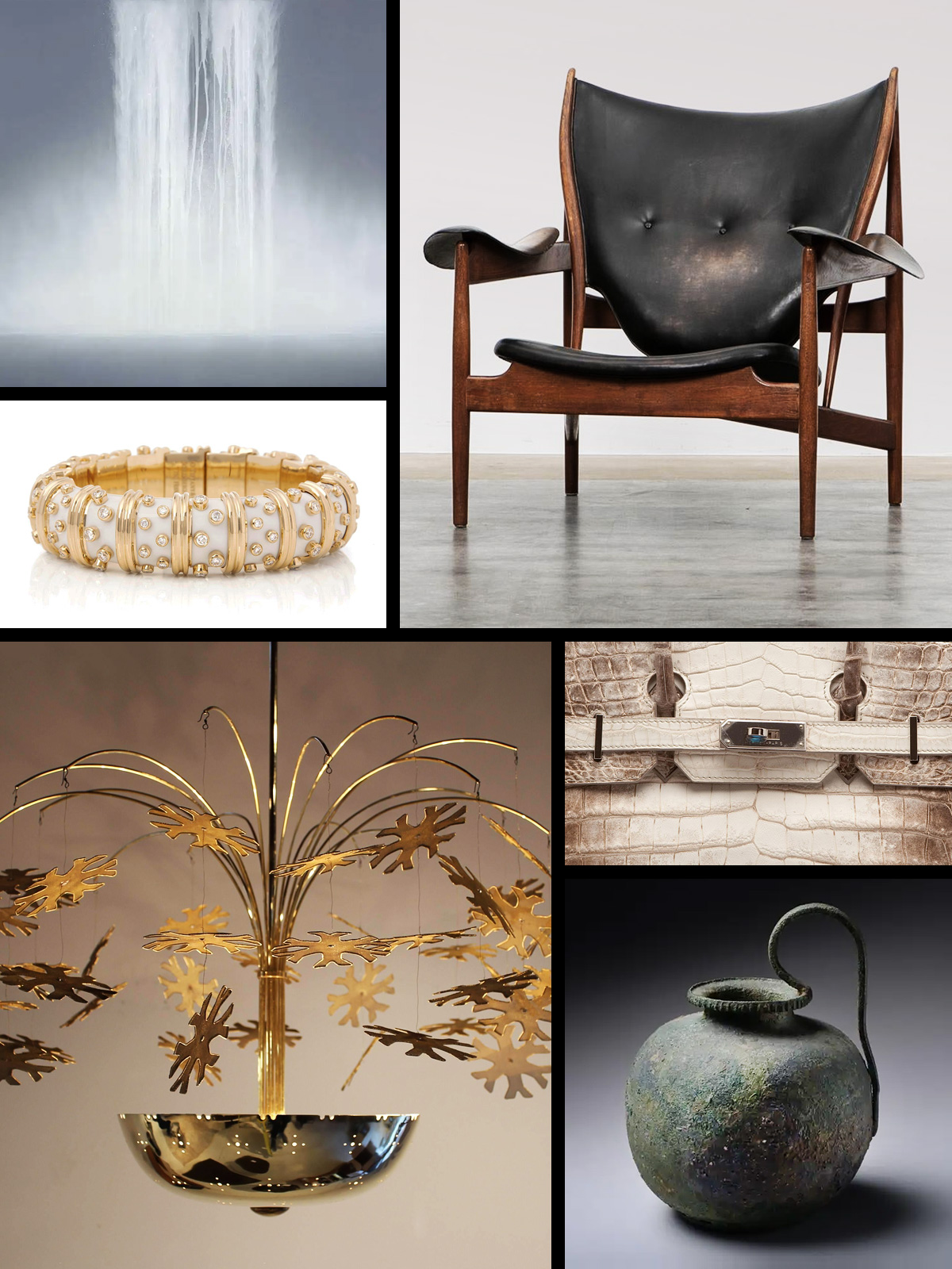 A refined interior scene from 1stDibs with layered furniture, art, and collectible design