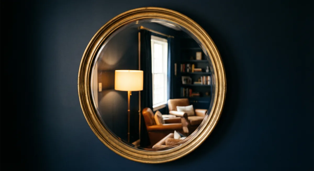 A considered wall with one graphic sign integrated into a warm, calm home interior instead of acting like filler